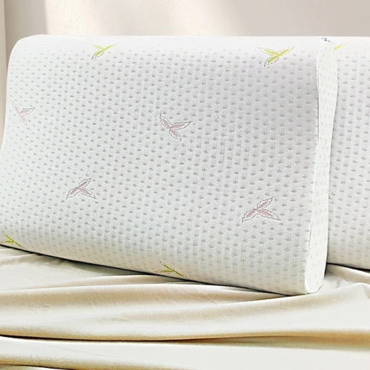 The Wave Pillow on a bed